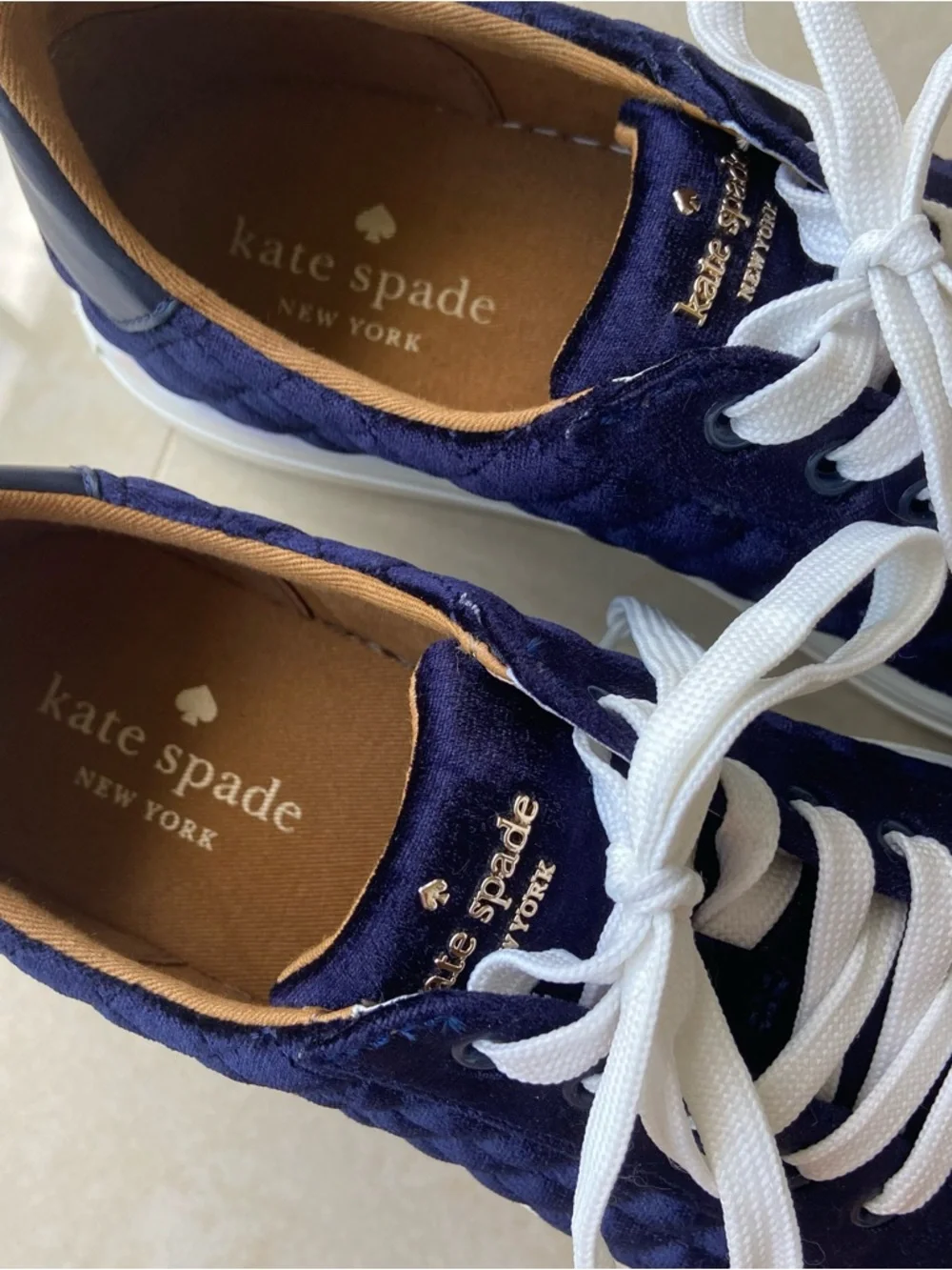 KATE SPADE Blue Velvet Quilted Sneakers 6.5